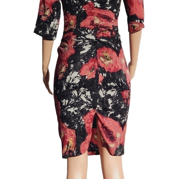 TRACY Reese Anthropology Floral Ruched Silk Sheath Dress Size: 4 - Picture 5 of 14